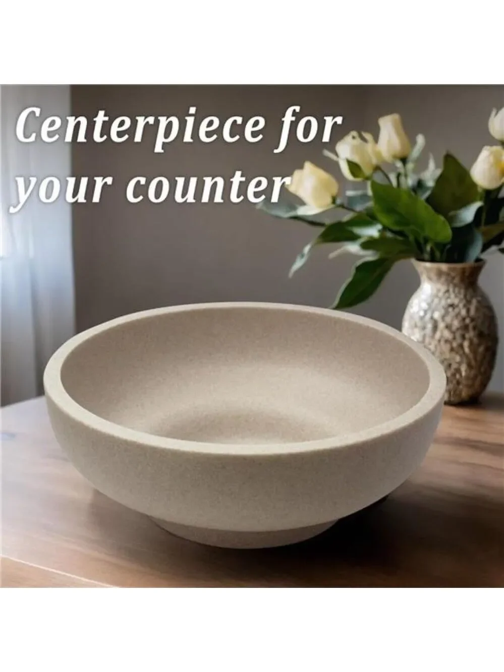 Modern Resin Decorative Bowl Fruit Holder Kitchen Entryway Key Dish Beige